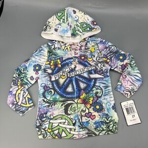 NWT BEAUTEES Peace‎ and Hope Hooded Jacket 2T Beaded Butterflies Ed Hardy Style